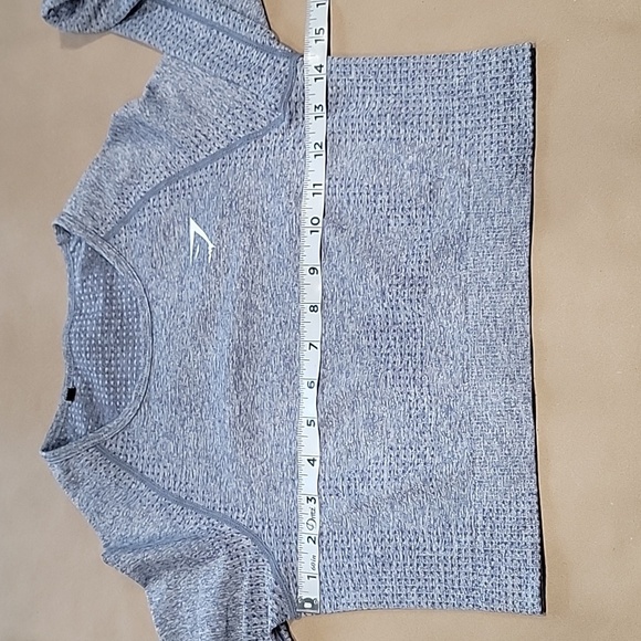 Gymshark Size Unknown Marled Blue/Gray Vital Seamless Long Sleeve Crop Top - Picture 7 of 11